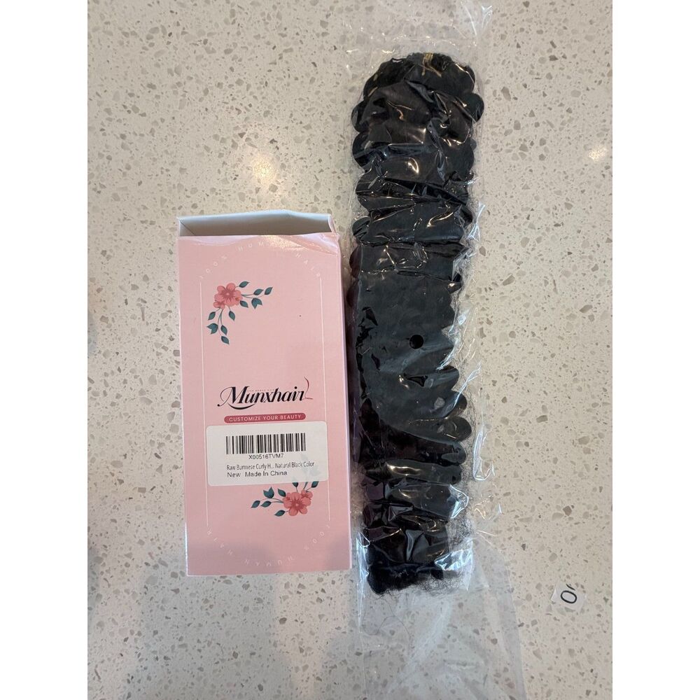 20in Burmese Curly Human Hair Crochet 60g Pre-Looped Black 1B